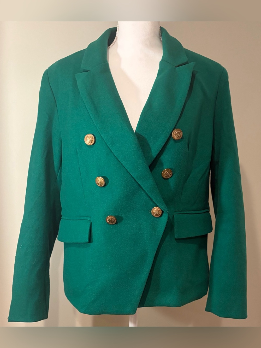 Meg & Margot Emerald Green Double-Breasted Blazer - Size XL